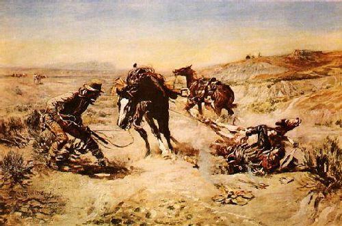 Charles M Russell When Horse Flesh Comes High Spain oil painting art